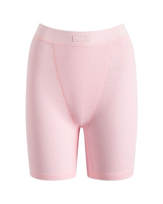 Skims Pink Cotton Rib Boxer