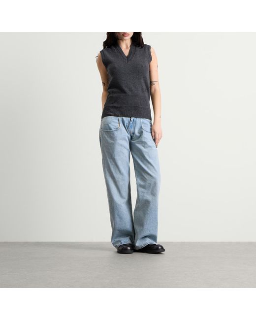 Maison Margiela Blue Mm6 V-Neck Knitted Vest