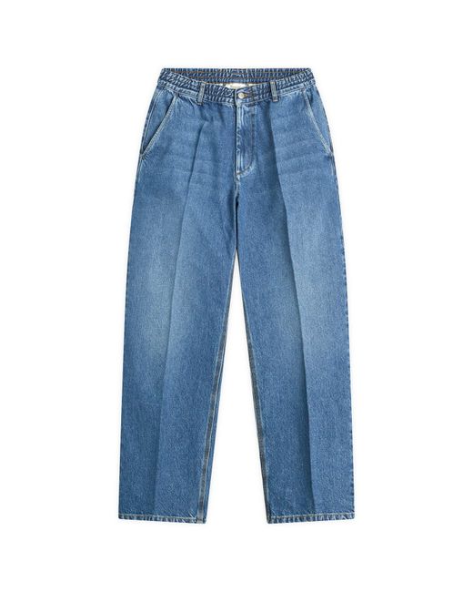 Forét Blue Clay Creased Denim Trousers for men
