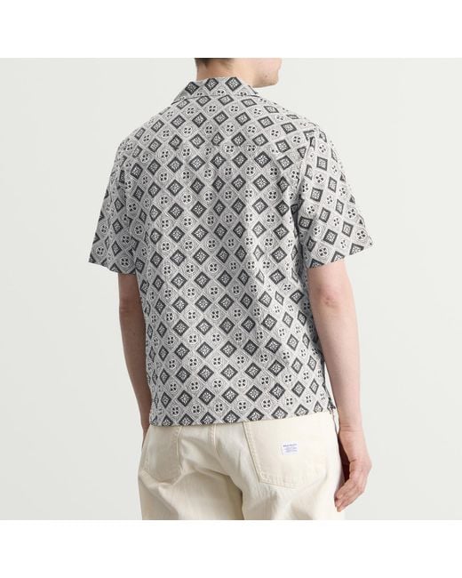 Wax London Gray Didcot Tile Print Vacation Shirt for men