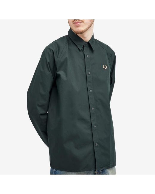 Fred Perry Green Raglan Overshirt for men