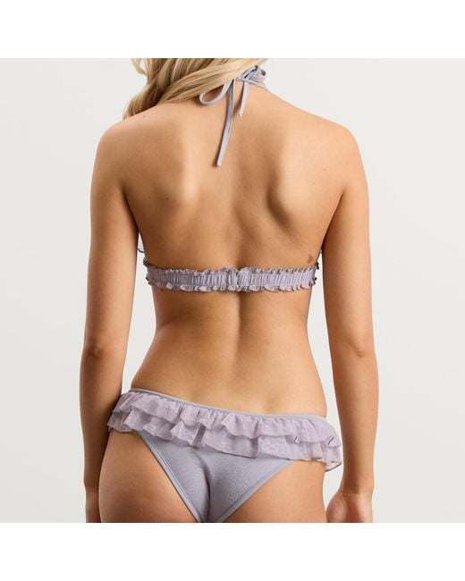 My Mum Made It Gray Lace Frill Bikini Top