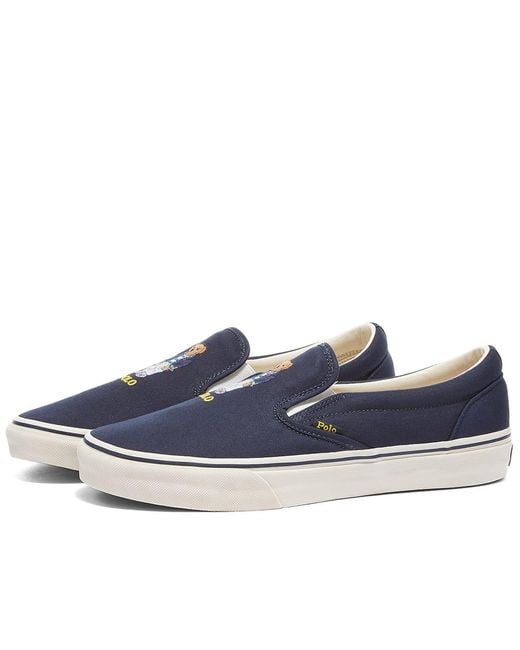 Polo Ralph Lauren Canvas Bear Keaton Slip On Sneakers in Navy (Blue) for Men | Lyst UK