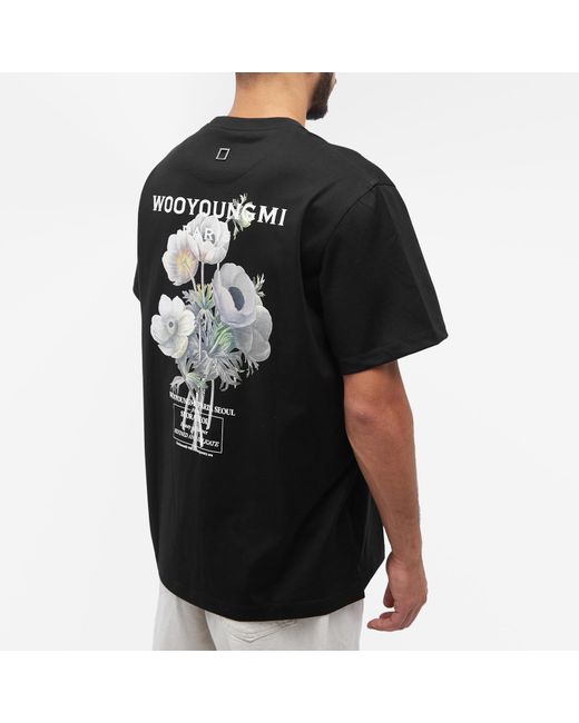 Wooyoungmi Black Back Flower Logo T-Shirt for men