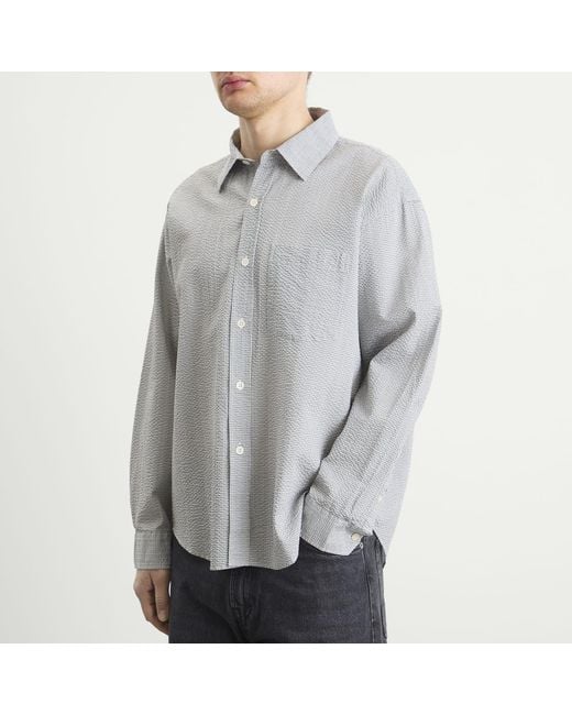 mfpen Gray Textured Check Executive Shirt for men