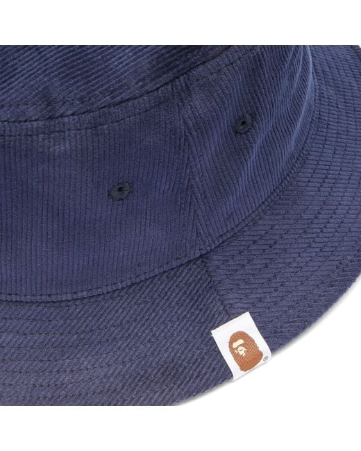 A Bathing Ape Blue Ape Head Corduroy Bucket Hat for men