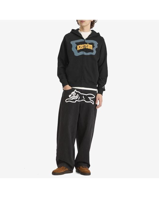 ICECREAM Black Block Logo Zip Hoodie for men