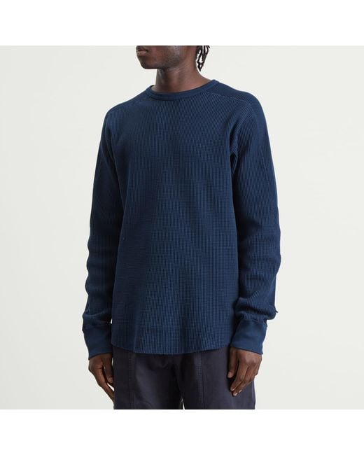 Nanamica Blue Crew Neck Thermal Sweatshirt for men