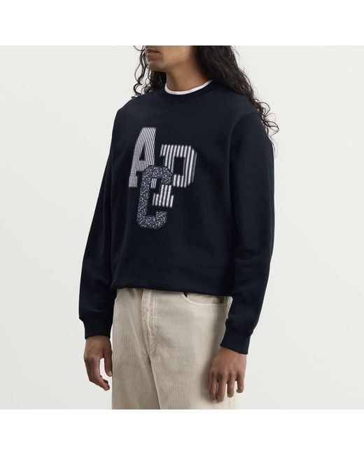 A.P.C. Blue Julien Applique Logo Sweatshirt for men