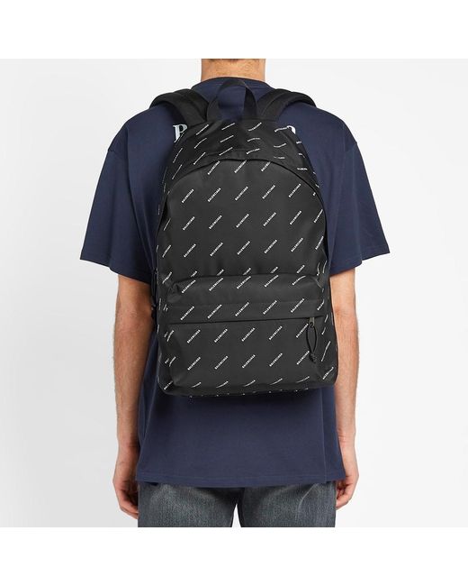 Balenciaga Black Explorer Printed Nylon Backpack for men