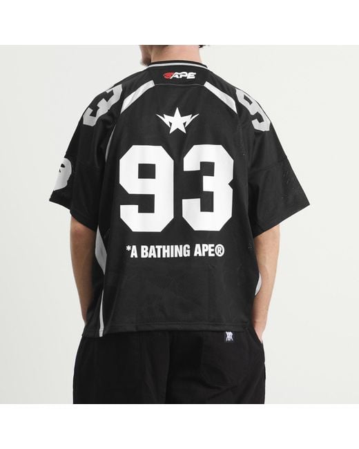 A Bathing Ape Black Line Camo Jacquard Football Jersey for men