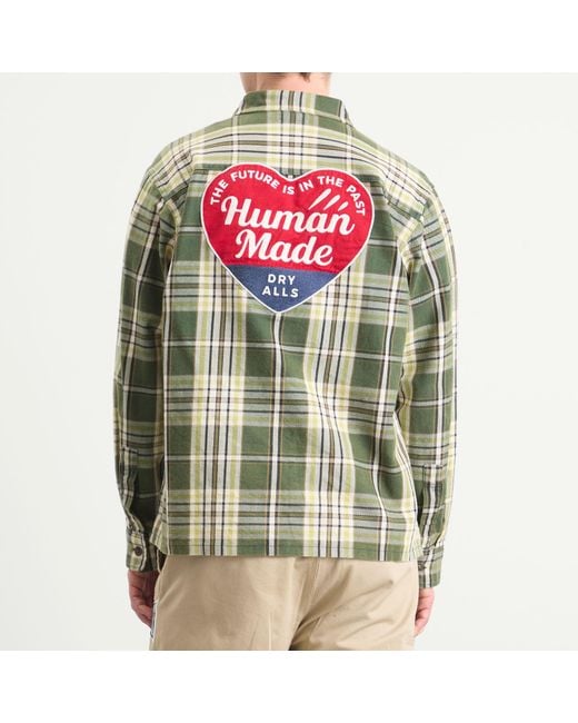 Human Made Green Heart Patch Check Shirt for men