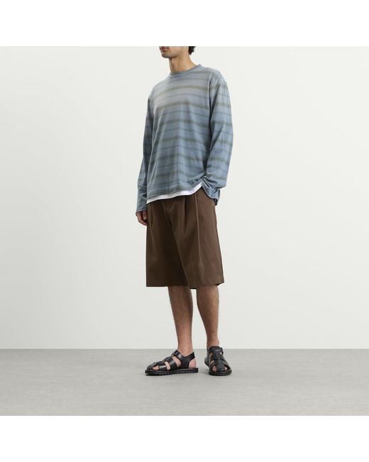 Porter James Brown Double Pleated Shorts for men