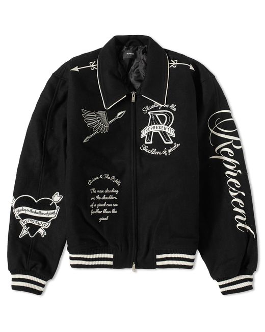 Represent Black Cherub Wool Varsity Jacket for men
