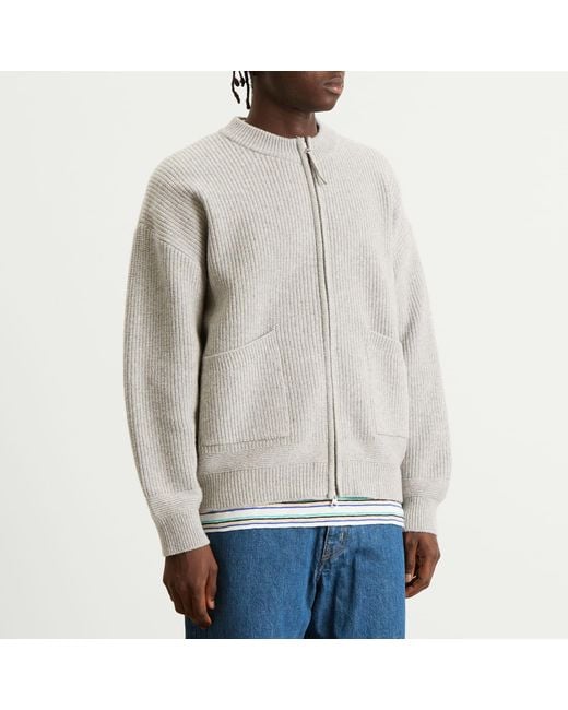 FRIZMWORKS Gray Wool Deck Zip Cardigan for men