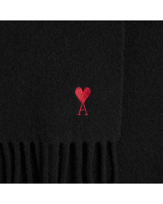 AMI Black Wool Scarf for men