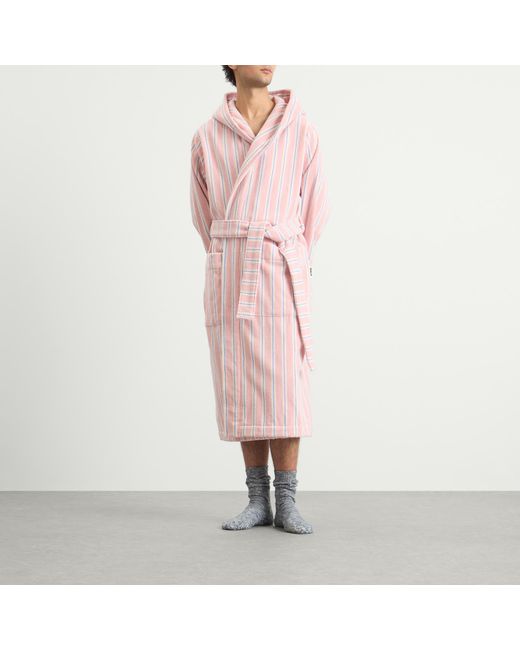 Tekla Pink Terry Hooded Bathrobe