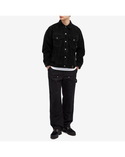 (w)taps Black 01 Synthetic Suede Trucker Jacket for men