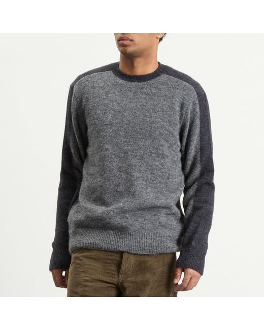 Forét Gray Alpine Conrast Crew Neck Jumper for men