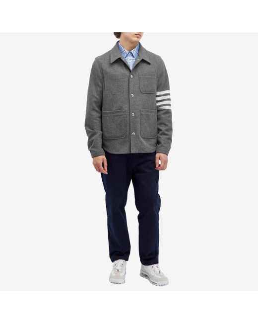 Thom Browne Gray Melton Wool Utility Patch Jacket for men