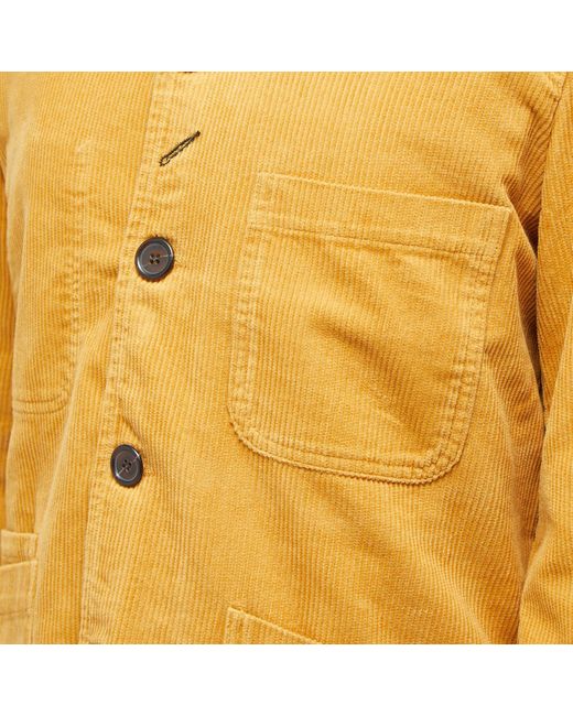 Universal Works Yellow Corduroy Bakers Chore Jacket for men