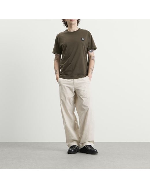 Stone Island Green Patch Logo T-Shirt for men