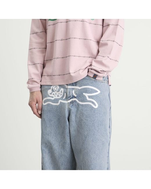 ICECREAM Blue Running Dog Triple Scoop Baggy Denim Jeans for men