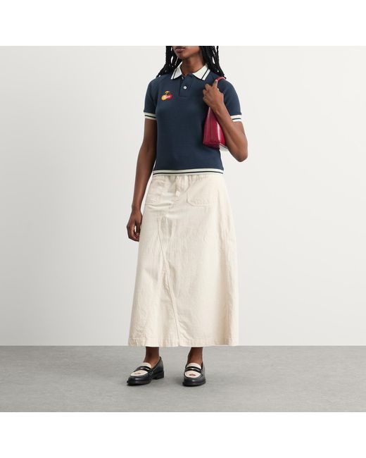 SUNDAYFRUITMARKET Blue Cherry Waffle Collar T-Shirt