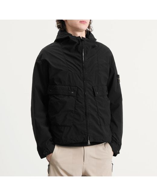 Stone Island Black Light Compact Touch Poly-Tc Hooded Jacket for men
