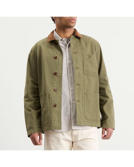 Drake's Green Twill Fatigue Jacket for men