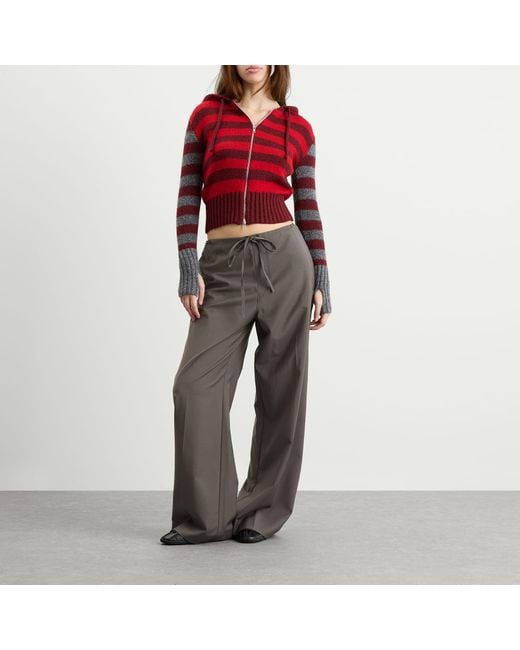 Peachy Den Red Anita Knitted Zip Hoodie