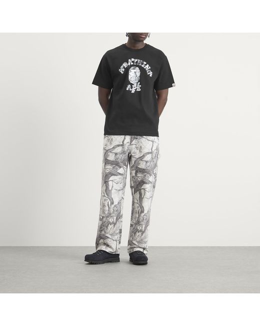 A Bathing Ape Gray Tree Edge Camo Work Pants for men