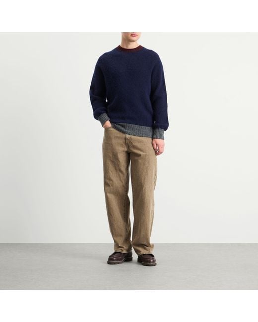 Howlin' By Morrison Blue Howlin' Captain Harry Contrast Trim Jumper for men