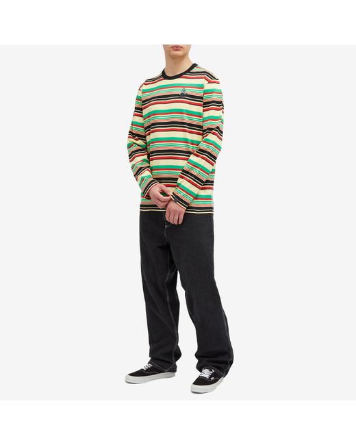 ICECREAM Green Striped Long Sleeve T-Shirt for men