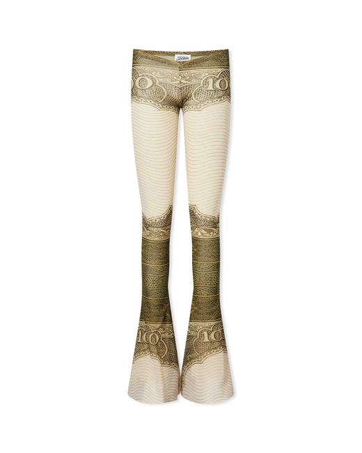 Jean Paul Gaultier Natural Cartouche Mesh Flared Trousers