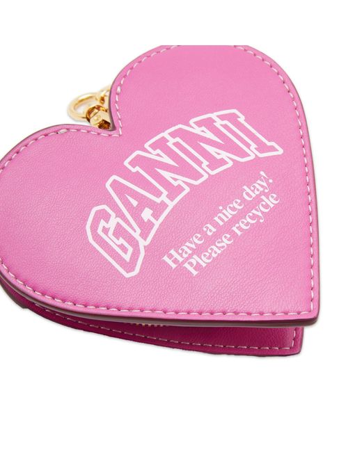 Ganni Purple Funny Heart Zip Coin Purse