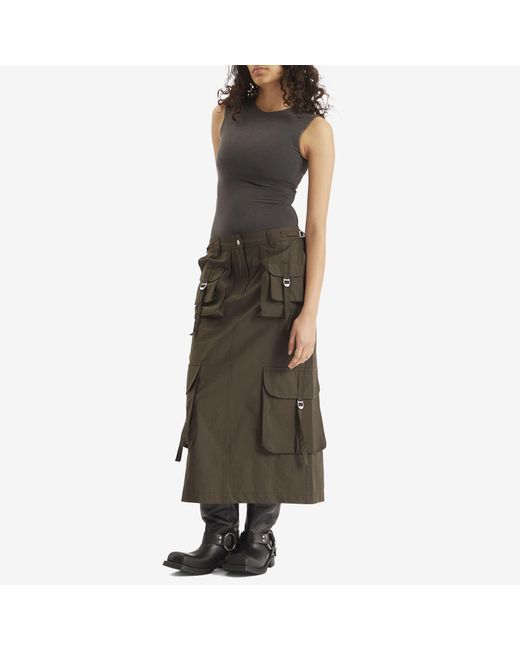 Acne Green Ilanta Tech Light Co Midi Skirt