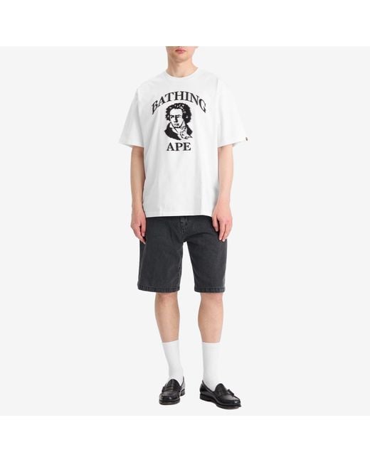 A Bathing Ape White Beethoven Graphic Relaxed Fit Tee for men