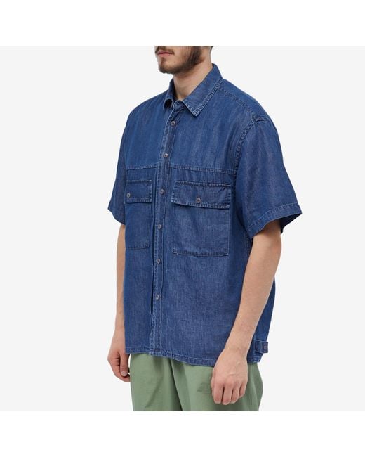 FRIZMWORKS Blue Short Sleeve Denim Trucker Shirt for men