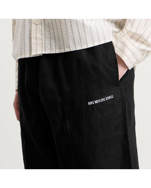 MKI Miyuki-Zoku Black Linen Wide Leg Pants for men