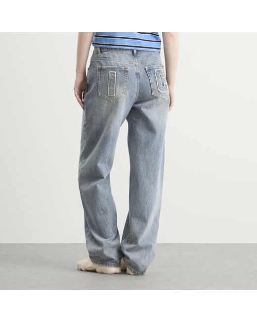 ICECREAM Blue Distressed Running Dog Denim Pants