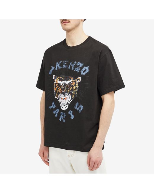 KENZO Black Drawn Varsity Oversize T-Shirt for men