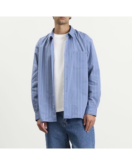 A.P.C. Blue Loose-Fit Striped Shirt for men