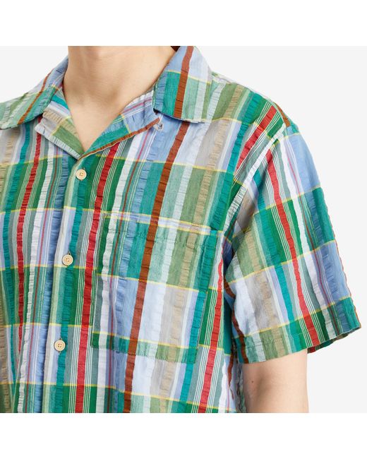 Folk Blue Relaxed Soft Collar Vacation Shirt for men