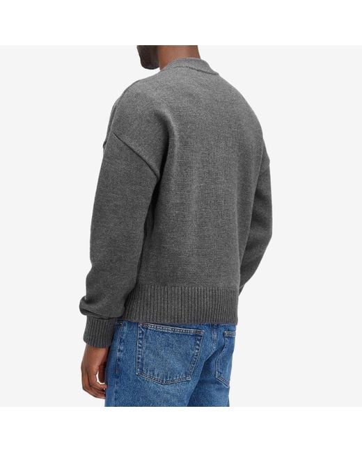 AMI Gray Ami Large A Heart Cardigan for men