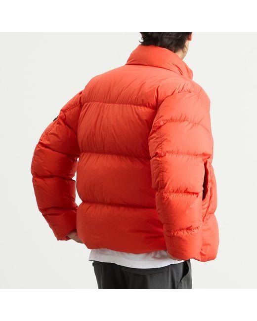 Stone Island Orange Crinkle Reps Nylon Down Jacket for men