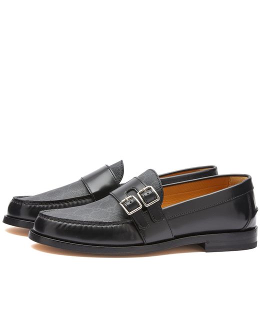 Gucci Black Mellenial Double Buckle Gg Supreme Loafer for men