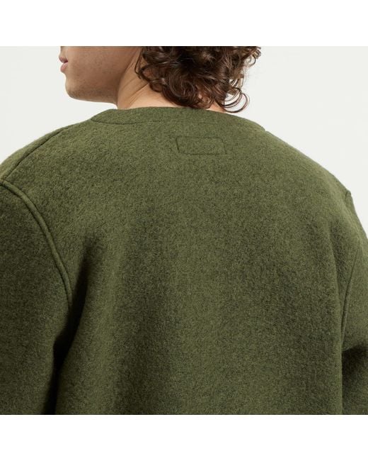 Universal Works Green Wool Fleece Cardigan for men