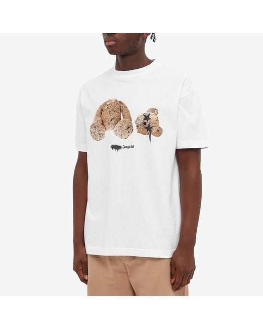 Palm Angels Spray Logo Kill The Bear T-shirt in White for