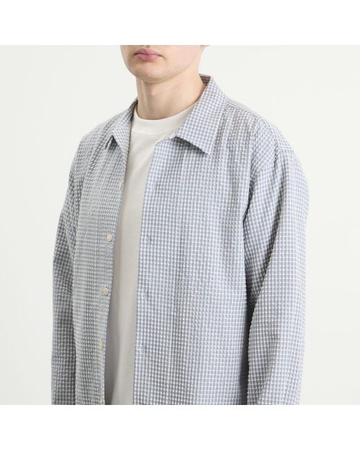 NN07 Blue Reed Check Seersucker Overshirt for men